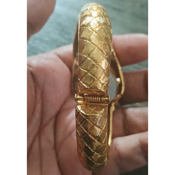 KJL Snake Cuff Hidden Watch Kenneth Jay Lane Gold Tone Rhinestone Vintage main image 2